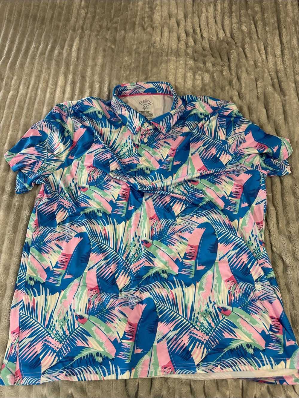St. John's Bay Blue & Pink Tropical Print Polo